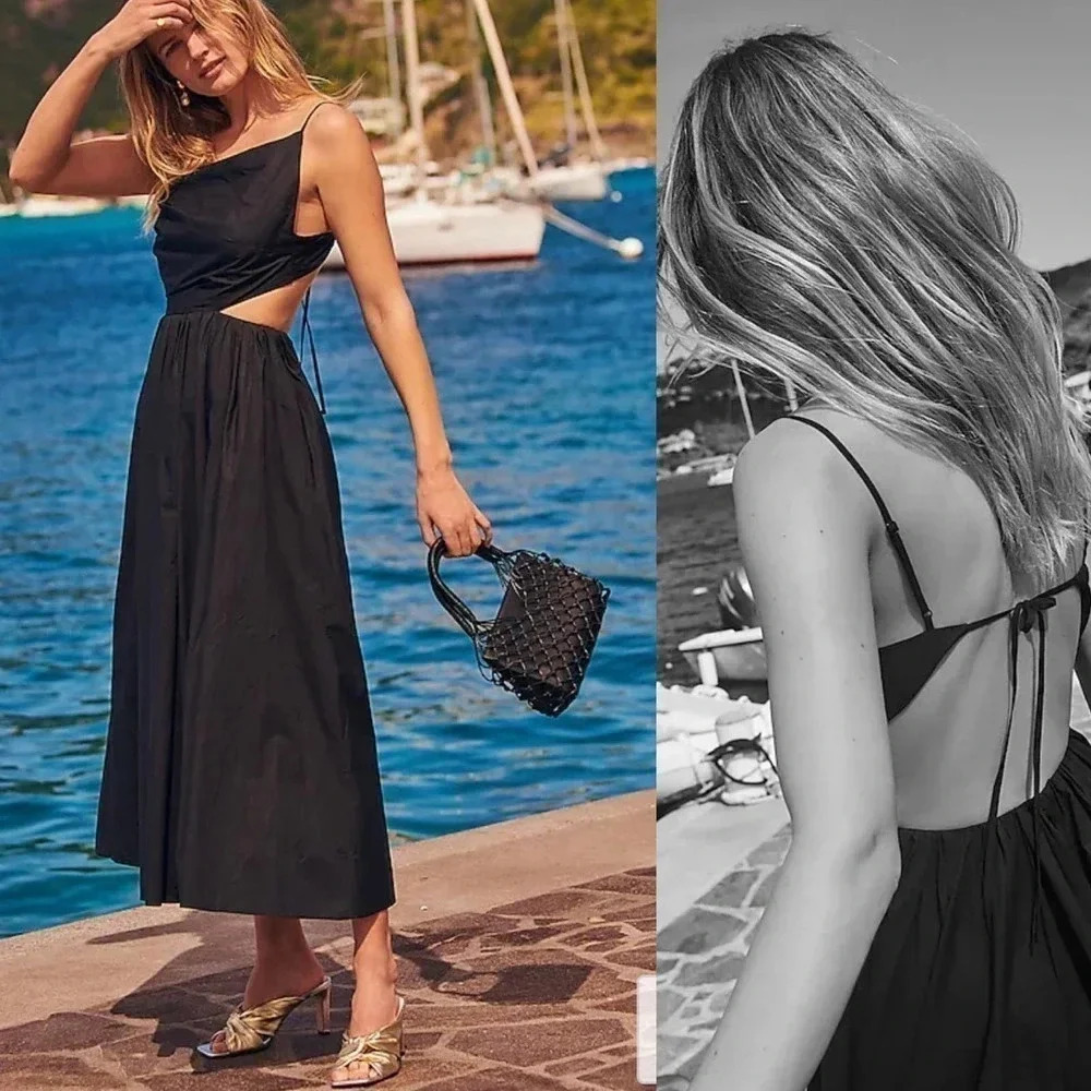 J. Crew Collection black cut out midi dress open back NWT size 18
